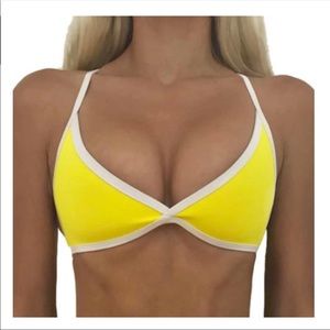 HOAKA Swimwear Yellow Neoprene Bikini Top Med++